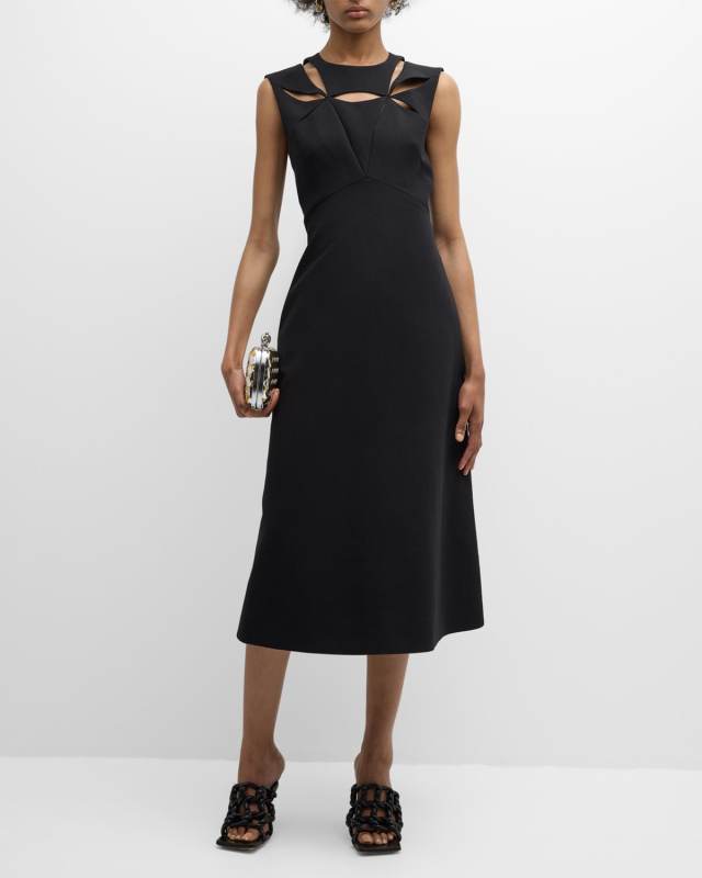 Sleeveless Cutout A-Line Midi Dress